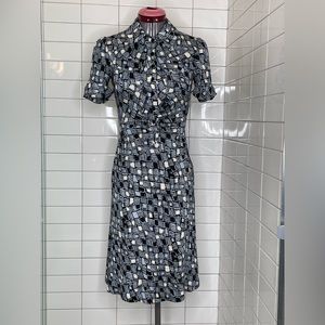 Vintage Diane Von Ferstenburg Silm Mod Pattern Silk Office Dress Sz 0